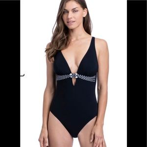 Profile by Gottex Set Sail Black Deep VNeck Halter